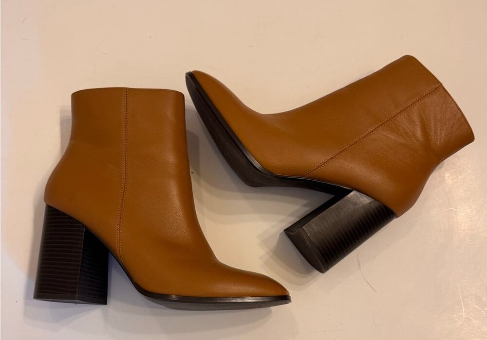 Nordstrom Rack Brown Faux Leather Heel Ankle Boots Sz 11M Women's